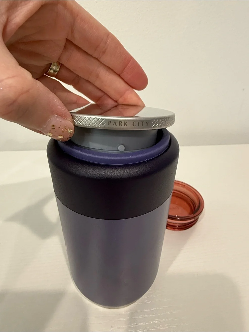 SMMT park city Insulated Purple Travel Tumbler with Pink Logo